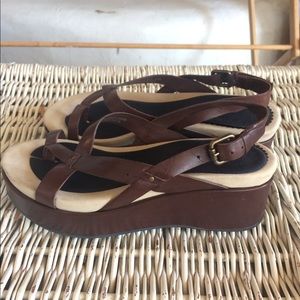 Via Spiga brown strapped leather platform sandals